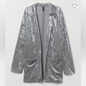 H & M Gray NWT Crushed Velvet Jacket size M